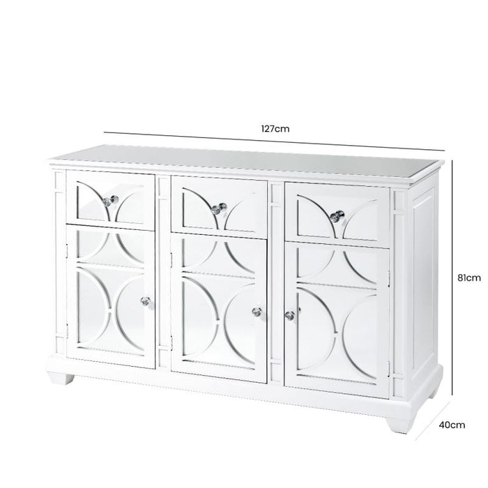 Torino White Metal Frame and 3 Drawer 3 Door Wood Sideboard Cabinet Sideboards CIMC 