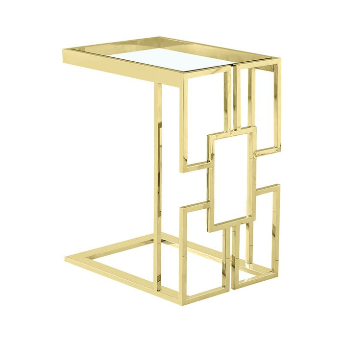 Geo C-Shaped Gold Metal Frame with Clear Glass Top Sofa Table Sofa Tables CIMC 