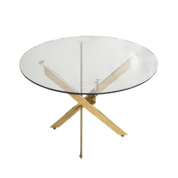 Value Nova Gold Base with Round Clear Glass Top Dining Table Dining Table CIMC 