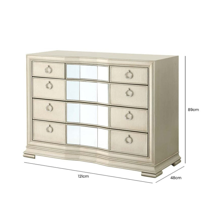 Lucca Mirror Champagne 5 Drawer Chest Chest of Drawers CIMC 