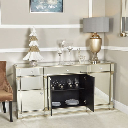 Apollo Champagne Mirrored 4 Door 3 Drawer Sideboard Sideboards CIMC 
