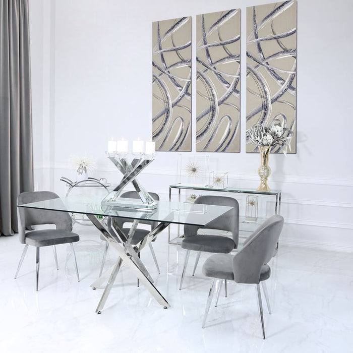 Value Nova 160cm Chrome and Glass Dining Table *(Del. 10 Days Approx. for UK & 14-21 Days for Ireland) Dining Table CIMC 