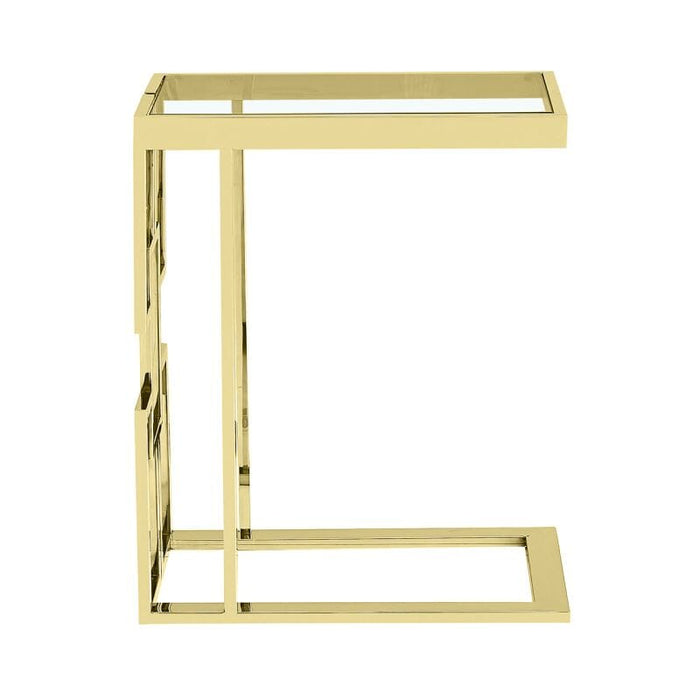 Geo C-Shaped Gold Metal Frame with Clear Glass Top Sofa Table Sofa Tables CIMC 