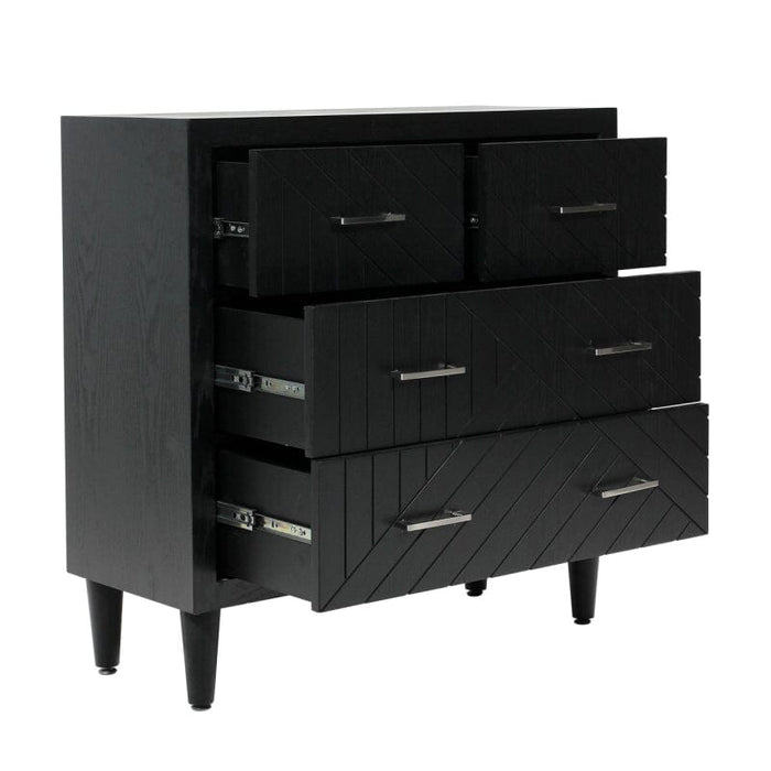 Solano 4 Drawer Chest Black - KD Legs Chest of Drawer CIMC 