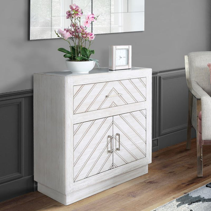 Chevron Natural Colour 2 Door 1 Drawer with Silver Handle and Arrow Design Wood Sideboard Sideboards CIMC 