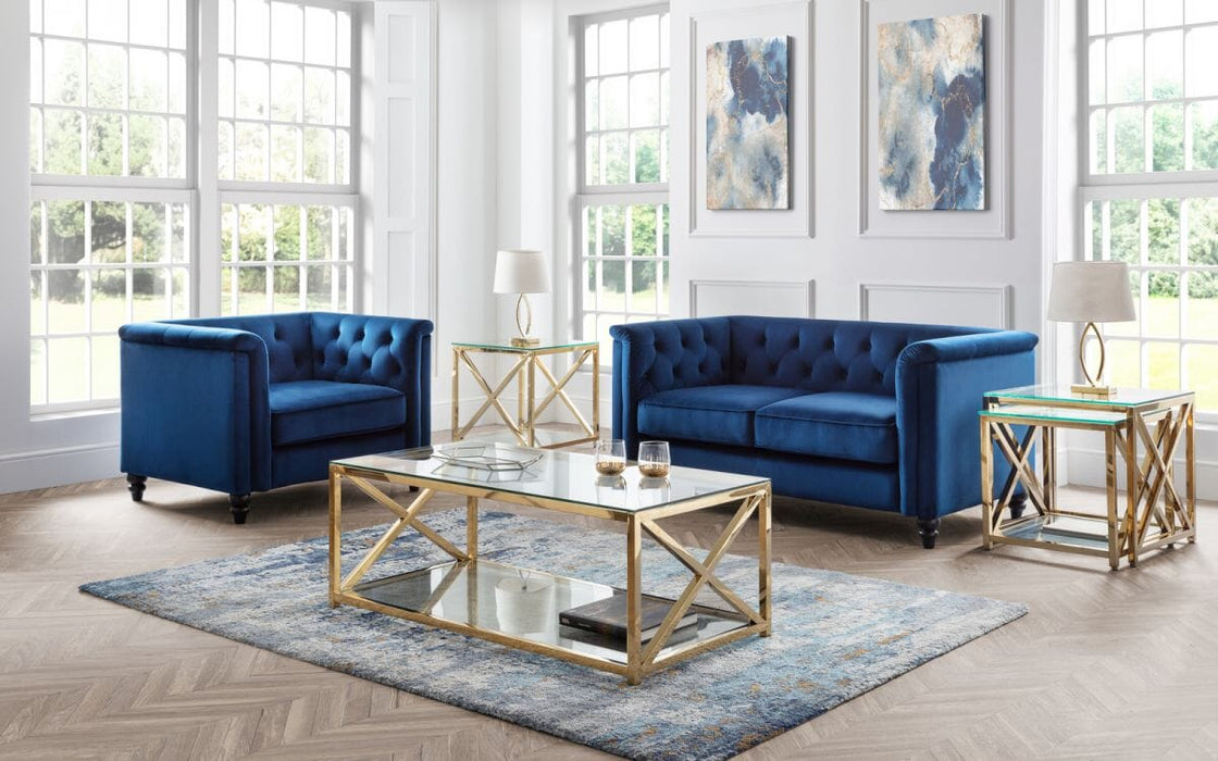 Sandringham 2 Seater Sofa - Blue Velvet Sofas Julian Bowen V2 