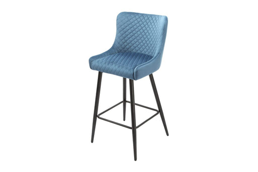 Talia Bar Stool Blue Velvet Bar Stool Gannon 