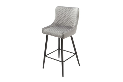 Talia Bar Stool Grey Velvet Bar Stool Gannon 