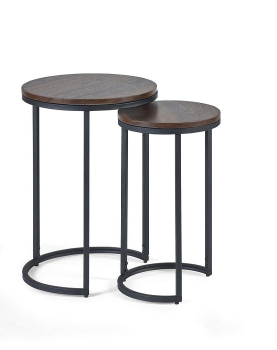 Tribeca Round Nesting Side Tables Walnut Nest of Tables Julian Bowen V2 