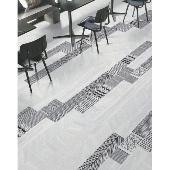 White Sandstone-Effect Porcelain Matt 120x20cm Tiles Home Centre Direct 