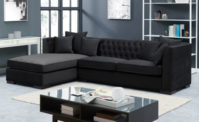 Black Chester Corner Suite-Left Sofas Derrys 