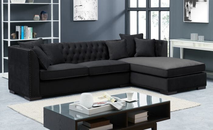 Black Chester Corner Suite-Right Sofas Derrys 