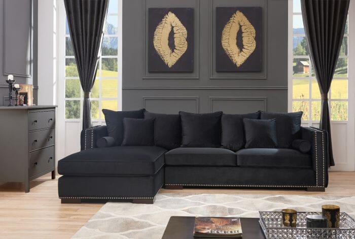 Black Moscow Corner Suite- Left Sofas Derrys 