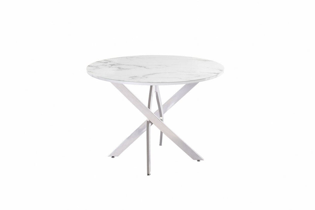 EVERGREEN 1.07m ROUND DINING TABLE - WHITE MARBLE (CHROME LEG) Dining Table supplier 120 